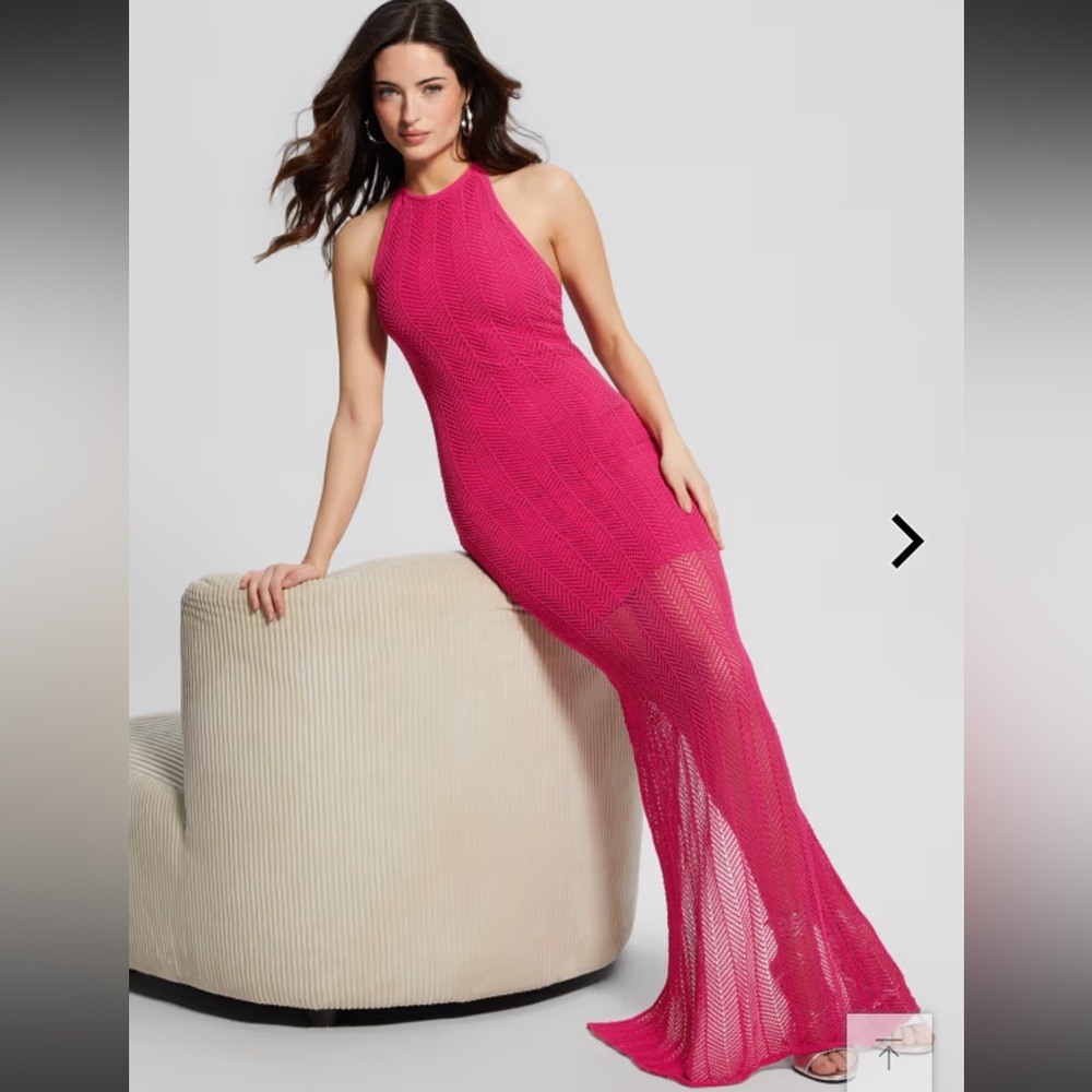 Guess Pink Knit Maxi Dress